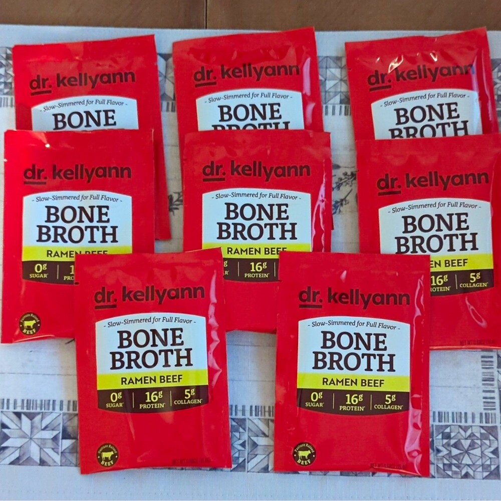 Dr. Kellyann Bone Broth Ramen Beef Pouch Packets, 8 Pack, 0.68 oz Each